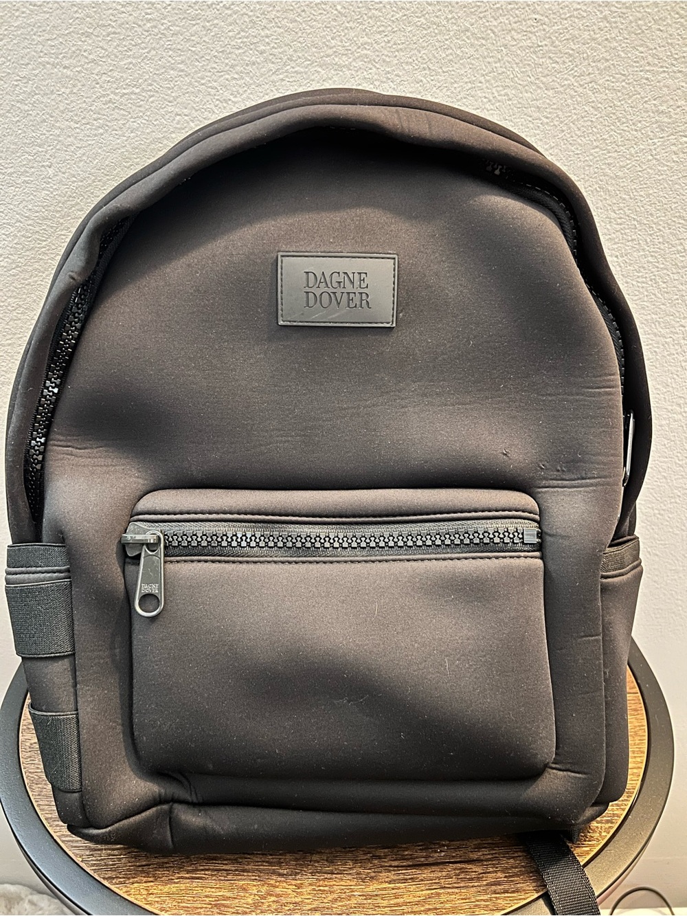 Dagne Dover Black Men's Backpack with Front Zip Pocket